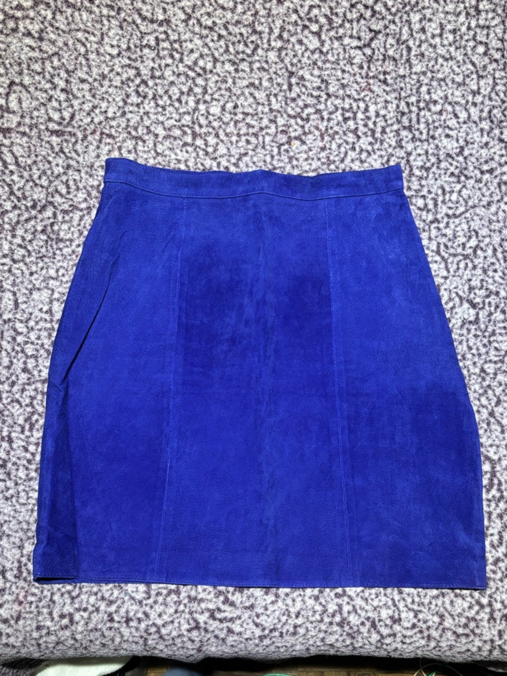 Vintage Mona Mode Suede Leather Skirt Blue Leather A-Line‎ Midi Skirt Size 11/12